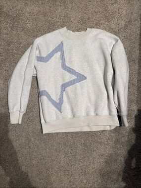 Altar'd State Light Gray Sweatshirt with Blue Star